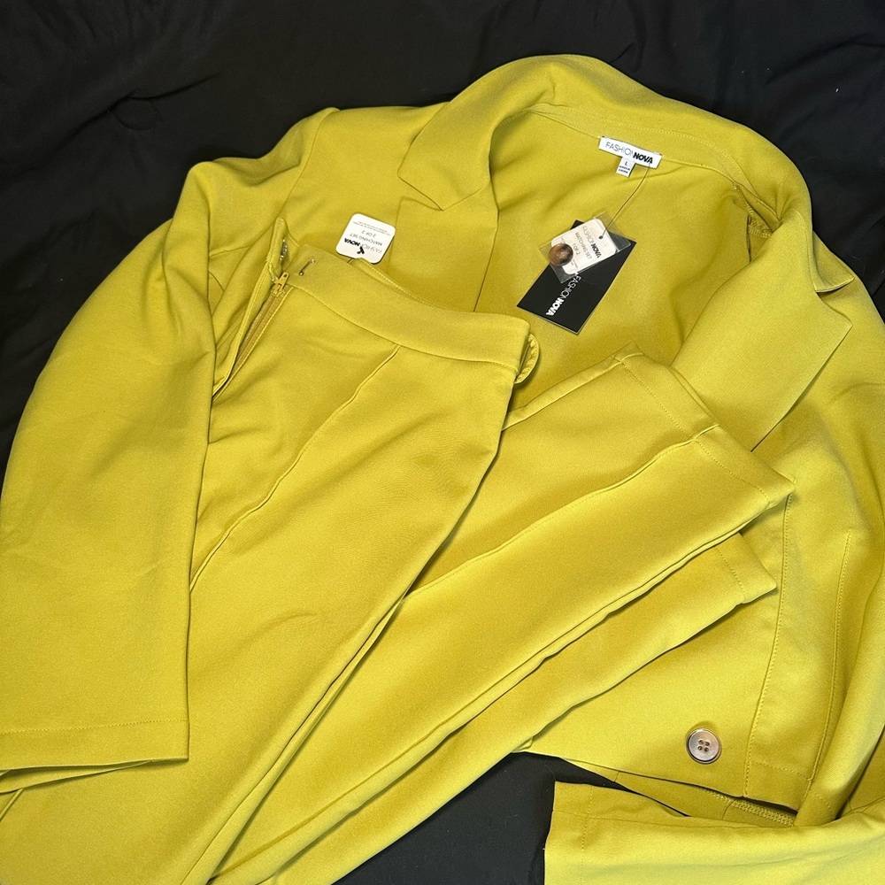 Fashion Nova Yellow Pants & Blazer Set
